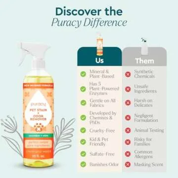 Puracy Pet Stain and Odor Remover - Enzyme Cleaner for Dog Urine and Poop Carpet - Pet Urine Enzyme Cleaner - Cat Pee Enzyme Cleaner for Cat Urine Enzyme Cleaner Destroyer - Cucumber & Mint, 25oz