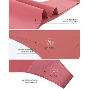 DEANGELMON Seamless Thongs for Women No Show Thong Underwear Women Comfortable Multiple Pack (6P4,L)