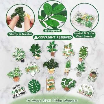 Huray Rayho Plant Fridge Magnets Cute Monstera Leaf House Refrigerator Magnets Decal Just One More P...
