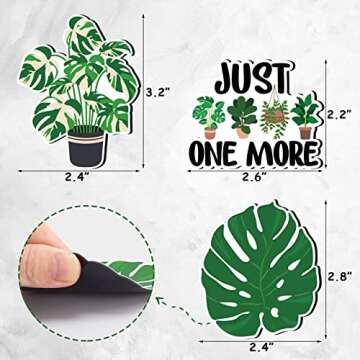 Huray Rayho Plant Fridge Magnets Cute Monstera Leaf House Refrigerator Magnets Decal Just One More Plant Signs Housewarming Gift for Plant Lover Home Kitchen Decor Office Locker Whiteboard Stickers