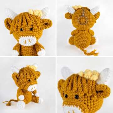 VIOZOFA Highland Cow Gifts for Women - Cute Funny Knitted Stuffed Animal - Hanging Ornament