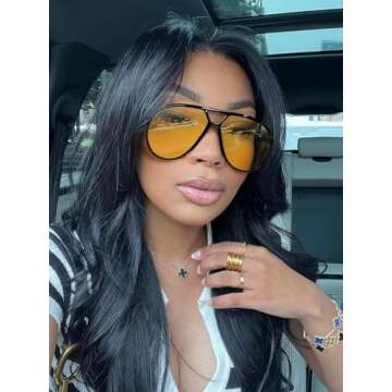 GUVIVI Retro Aviator Sunglasses for Women Men Oversized Classic 70s Vintage Trendy Square Aviators Set Tortoise Sun Glasses