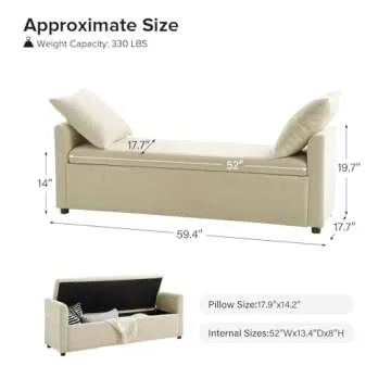 EcoHarbor Modern Storage Ottoman Bedroom Bench with Pillows