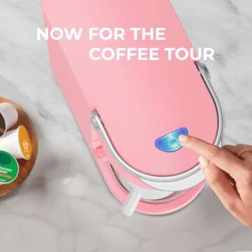 CHULUX Slim Single Serve Coffee Maker for K Cup Pods, One Cup Coffee Maker Fits 7.3" Travel Mugs, Coffee Machine with 6 to 12oz Brew Sizes, Salmon Pink