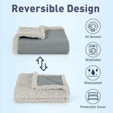 Kritter Planet Waterproof Bed Blanket for Pets - Reversible Sherpa Fleece Protector Couch Cover for ...