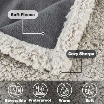 Kritter Planet Waterproof Pet Blanket - Reversible Sherpa Fleece