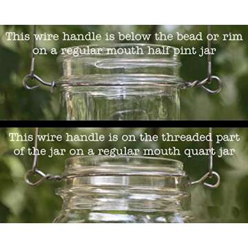 Stainless Steel Wire Handles for Mason, Ball, Canning Jars (6 Pack, Wide Mouth)