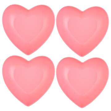 XUEJUN Bamboo Fiber Big Heart-shaped Bowls pink Deep Heart Plates Salad Bowl/Fruit Bowl for Desserts/Pasta/Dinner, 9.7inch