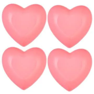 XUEJUN Bamboo Fiber Big Heart-shaped Bowls pink Deep Heart Plates Salad Bowl/Fruit Bowl for Desserts/Pasta/Dinner, 9.7inch