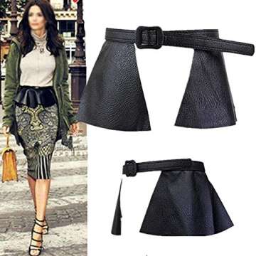 Sun Kea Women's Adjustable Faux Leather Peplum Cinch Belt Wide Waistband Skirt Belt Mother's Day Gift