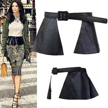 Sun Kea Women's Adjustable Faux Leather Peplum Cinch Belt Wide Waistband Skirt Belt Mother's Day Gift