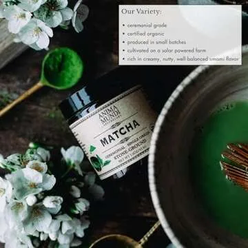 Anima Mundi Matcha Powder - Japanese Single-Origin & Stone-Ground - Certified Organic, Ceremonial Grade Matcha - Small Batch Produced, Cultivated on Solar Powered Farm (1.5oz)