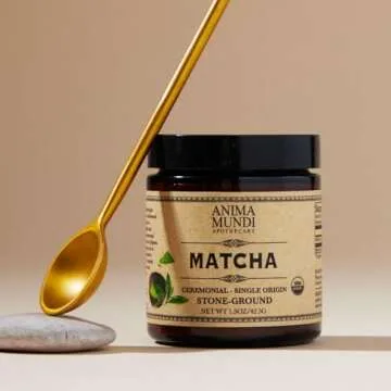 Anima Mundi Matcha Powder - Japanese Single-Origin & Stone-Ground - Certified Organic, Ceremonial Grade Matcha - Small Batch Produced, Cultivated on Solar Powered Farm (1.5oz)