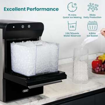 Gevi V2.0 Countertop Ice Maker - 38lbs/24H Chewable Nugget Ice Maker with Self-Cleaning