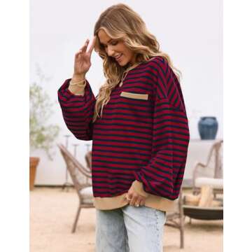 TARSE Ladies Oversized Sweatshirt for Women Trendy Y2K Style Long Sleeve Pullover