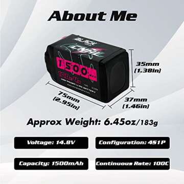 CNHL 1500mAh 4S Lipo Battery 14.8V 100C with XT60 Plug for FPV Drone Racing RC Quadcopter Helicopter...