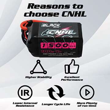 CNHL 1500mAh 4S Lipo Battery 14.8V 100C with XT60 Plug for FPV Drone Racing RC Quadcopter Helicopter Airplane Boat Car(2 Packs)