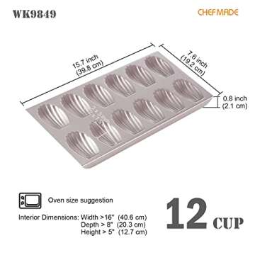 CHEFMADE Madeleine Mold Cake Pan - 12-Cavity Non-Stick Bakeware for Perfect Treats