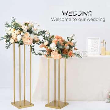 Vincidern 4PCs Gold Flower Stand Centerpieces for Wedding Table Decorations, Metal Flower Stand Metal for Wedding Road Centerpieces, Events, Party Display Stand(31.5in Tall)