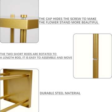 Vincidern 4PCs Gold Flower Stand Centerpieces for Wedding Table Decorations, Metal Flower Stand Metal for Wedding Road Centerpieces, Events, Party Display Stand(31.5in Tall)