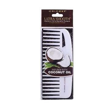 Cricket Ultra Smooth Coconut Conditioning Comb – Infused with Coconut Oil & Keratin for Frizz-Free...