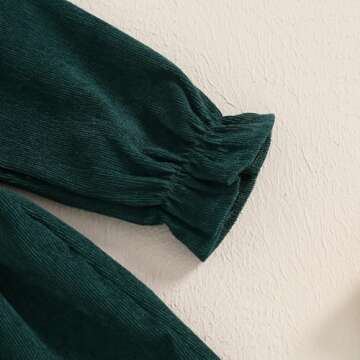 Toddler Girl Fall Winter Clothes Corduroy Ruffle Long Sleeve Vintage Princess Dress 1T 2T 3T 4T 5T Little Girl Outfit (Green, 2-3 Years)