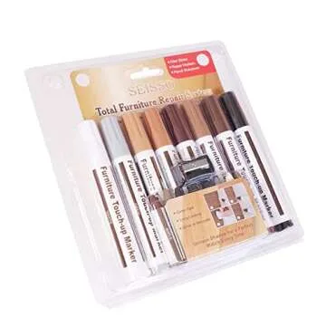 DEWEL Furniture Markers Touch Up, Upgrade Wood Furniture Repair Kit, Premium Wood Scratch Repair Markers and Wax Sticks for Wood Stains Scratches Hardwood Wooden Floors Tables, Set of 17