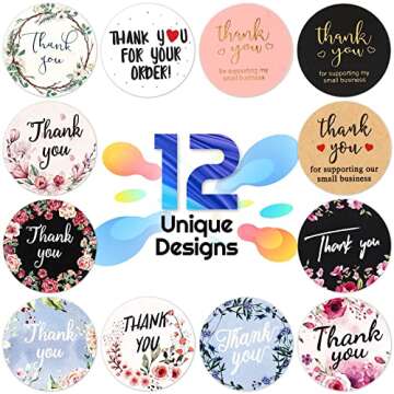 Thank You Small Stickers Rolls, 2500Pcs 1 Inch Thank You for Supporting My Small Business Envelope S...