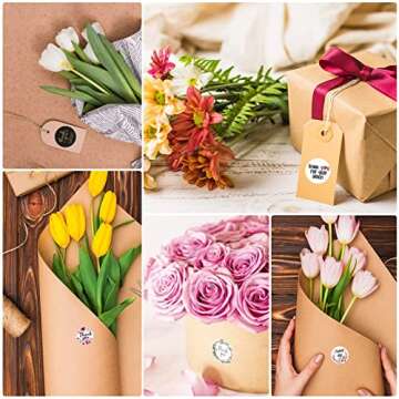 Thank You Small Stickers Rolls, 2500Pcs 1 Inch Thank You for Supporting My Small Business Envelope Seals, 5 Rolls 12 Patterns for Wedding, Birthday, Party Gift Wrap Bag