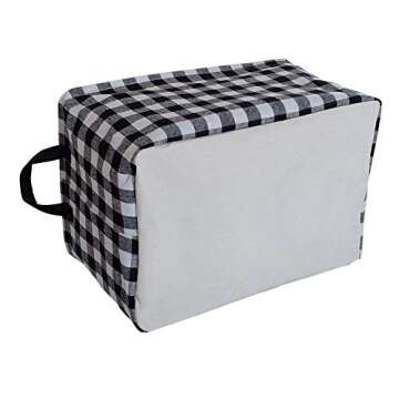 KUNRO Rectangle Toy Bin Waterproof storage organizer for Nursery Hamper Home decor Closet Kids Bedroom Laundry Baby Gift Shelf Baskets(Black grid)