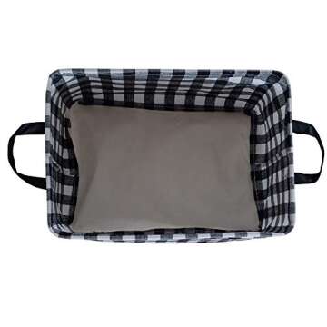 KUNRO Rectangle Toy Bin Waterproof storage organizer for Nursery Hamper Home decor Closet Kids Bedroom Laundry Baby Gift Shelf Baskets(Black grid)