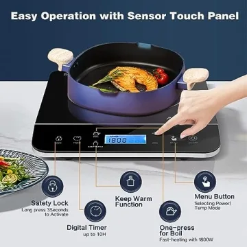 AAOBOSI 1800W Portable Induction Cooktop LCD Touch Safety Lock