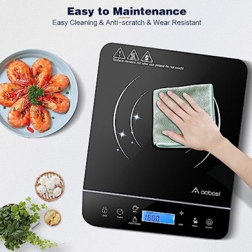 AAOBOSI 1800W Portable Induction Cooktop LCD Touch Safety Lock