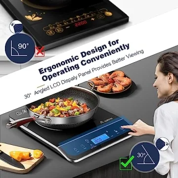 AAOBOSI 1800W Portable Induction Cooktop LCD Touch Safety Lock