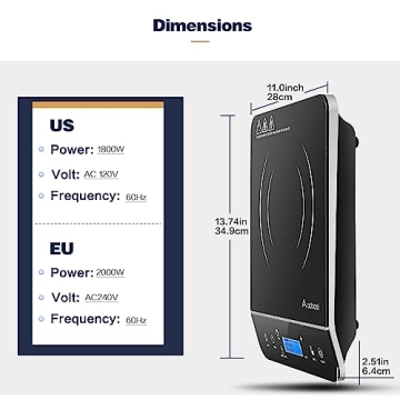 AAOBOSI 1800W Portable Induction Cooktop LCD Touch Safety Lock
