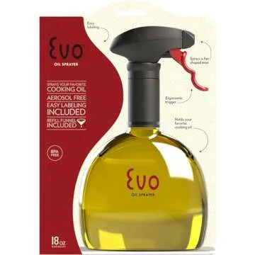 Evo Oil Sprayer Bottle, Non-Aerosol for Olive Oil and Cooking Oils, 18-ounce Capacity