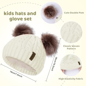 Kids Winter Beanie Scarf Gloves Set for Toddlers