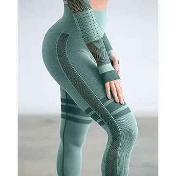 Kinbor Seamless Dark Green High Waist Workout Set