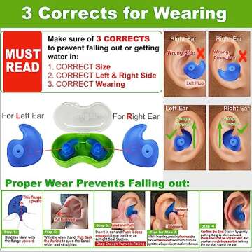 WaterDam Swimming Ear Plugs Great Waterproof Ultra Comfy Earplugs Prevent Swimmer's Ear