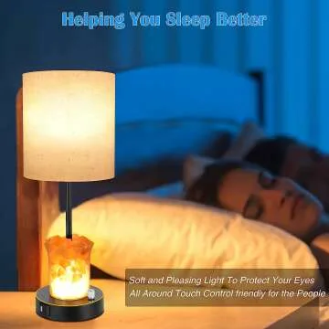Himalayan Salt Table Lamp with USB Ports and Dimming