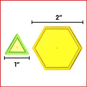 edxeducation 22108 Transparent Pattern Blocks - Mini Jar - Plastic Pattern Blocks - Practice Sorting, Patterns, Measurement and Fractions - Sensory Play - Math Manipulative