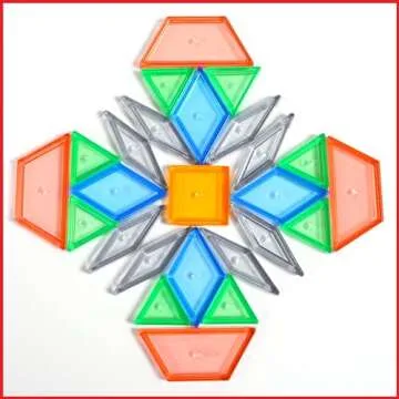 edxeducation 22108 Transparent Pattern Blocks - Mini Jar - Plastic Pattern Blocks - Practice Sorting, Patterns, Measurement and Fractions - Sensory Play - Math Manipulative