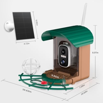 NIORSUN Smart Bird Feeder with Camera Solar Powered, 2K HD Video AI Recognition Feeder with Instant ...
