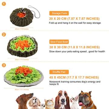 FREESOO Snuffle Mat for Dogs Feeding Mat Interactive Puppy Puzzle Toy Pet Nosework Training Play Mats for Stress Relief (Green)
