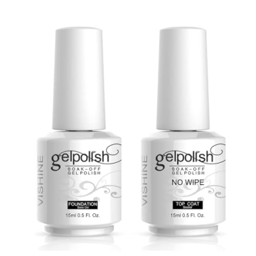 Vishine No Wipe Base Top Coat Set for Salon-Quality Nails