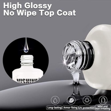 Vishine No Wipe Base Top Coat Set for Salon-Quality Nails