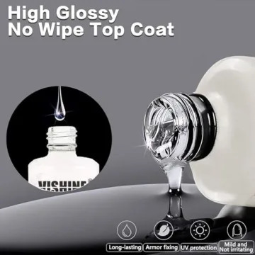 Vishine No Wipe Base Top Coat Set for Salon-Quality Nails