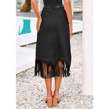 PRETTYGARDEN Women's Metallic Midi Party Skirt Casual High Waisted Fringe Shiny Y2K Long Pencil Skir...