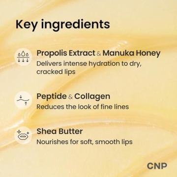 CNP Honey Lip Butter - Propolis Lipcerin™ Original, Hydrating Overnight Manuka Lip Balm & Mask, 12hrs Long-lasting Moisture, Gifts for Women, Korean Skin Care, 0.5 fl.oz.