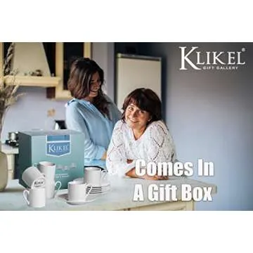 Klikel Espresso Cup And Saucer Set - White Cappuccino Cup - Demitasse Cup - Espresso Mug - Small Coffee Cups For Cuban Coffee or Italian Espresso - Espresso Cups Set Of 6